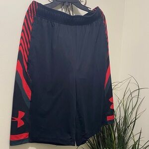 Under Armour Men's Black Shorts with Red Stripes